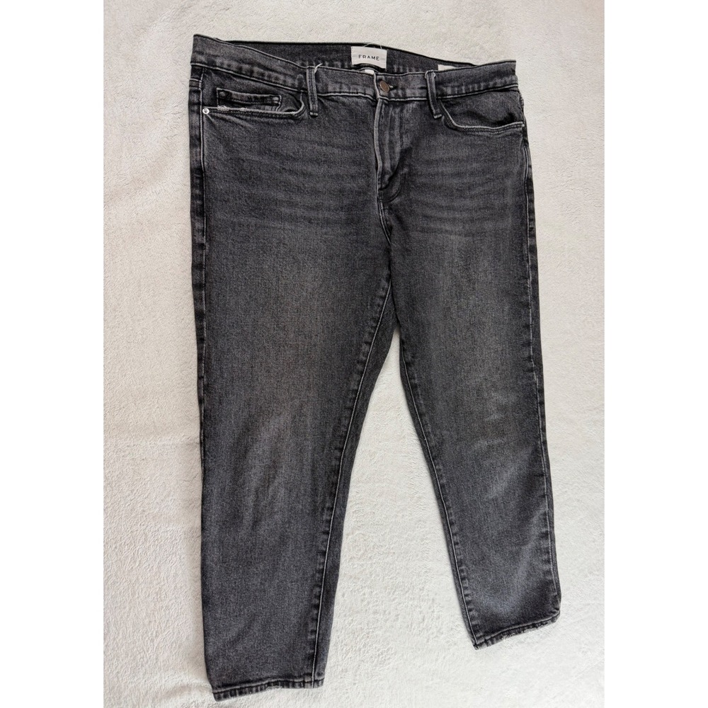 Frame Le Garcon Crop Jeans Laird Faded Black Slim Boyfriend LGJC830 Womens 31 - Picture 2 of 11
